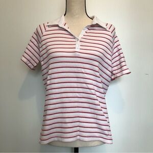 Faded, glory, striped red, and white collared shirt sleeve shirt SZ L EUC cotton